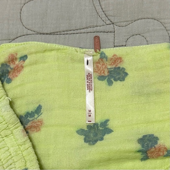 NWT Free People Iris Corset Set M Top Skirt Floral Smocked Lime Combo - Picture 10 of 15